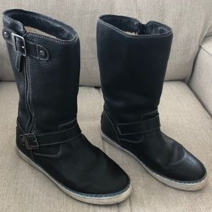 UGG 8.5 Andra Pebbled Leather Black Boots
